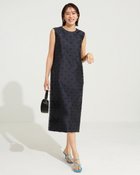 【ドゥクラッセ/DoCLASSE】のリボン柄サテン・サックワンピース ネイビー&times;ブラック|ID: prp329100004935773 ipo3291000000037255938