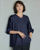 【ドゥクラッセ/DoCLASSE】のシフォンスリーブ・カットソーブラウス ミッドナイトブルー|ID: prp329100004935782 ipo3291000000037039702