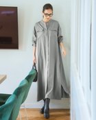 【ドゥクラッセ/DoCLASSE】のサキソニー・バンドカラーシャツワンピース 杢グレー|ID: prp329100004935794 ipo3291000000037192028