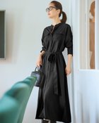 【ドゥクラッセ/DoCLASSE】のサキソニー・バンドカラーシャツワンピース ブラック|ID: prp329100004935794 ipo3291000000037192036
