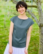 【ドゥクラッセ/DoCLASSE】のボートネック・フレンチ袖/スーピマ・ドゥクラッセTシャツ グレーブルー|ID: prp329100004935800 ipo3291000000037235118