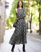 【ドゥクラッセ/DoCLASSE】のプリントジャカード・ギャザーワンピース ブラックパターン|ID: prp329100004935824 ipo3291000000037093970