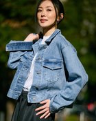 【ドゥクラッセ/DoCLASSE】のビジューボタン・ストレッチデニムジャケット ライトインディゴ|ID: prp329100004935830 ipo3291000000037245934