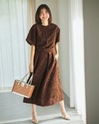 【ドゥクラッセ/DoCLASSE】のカットジャカード・タックフレアスカート ブラウン|ID: prp329100004935834 ipo3291000000037040004