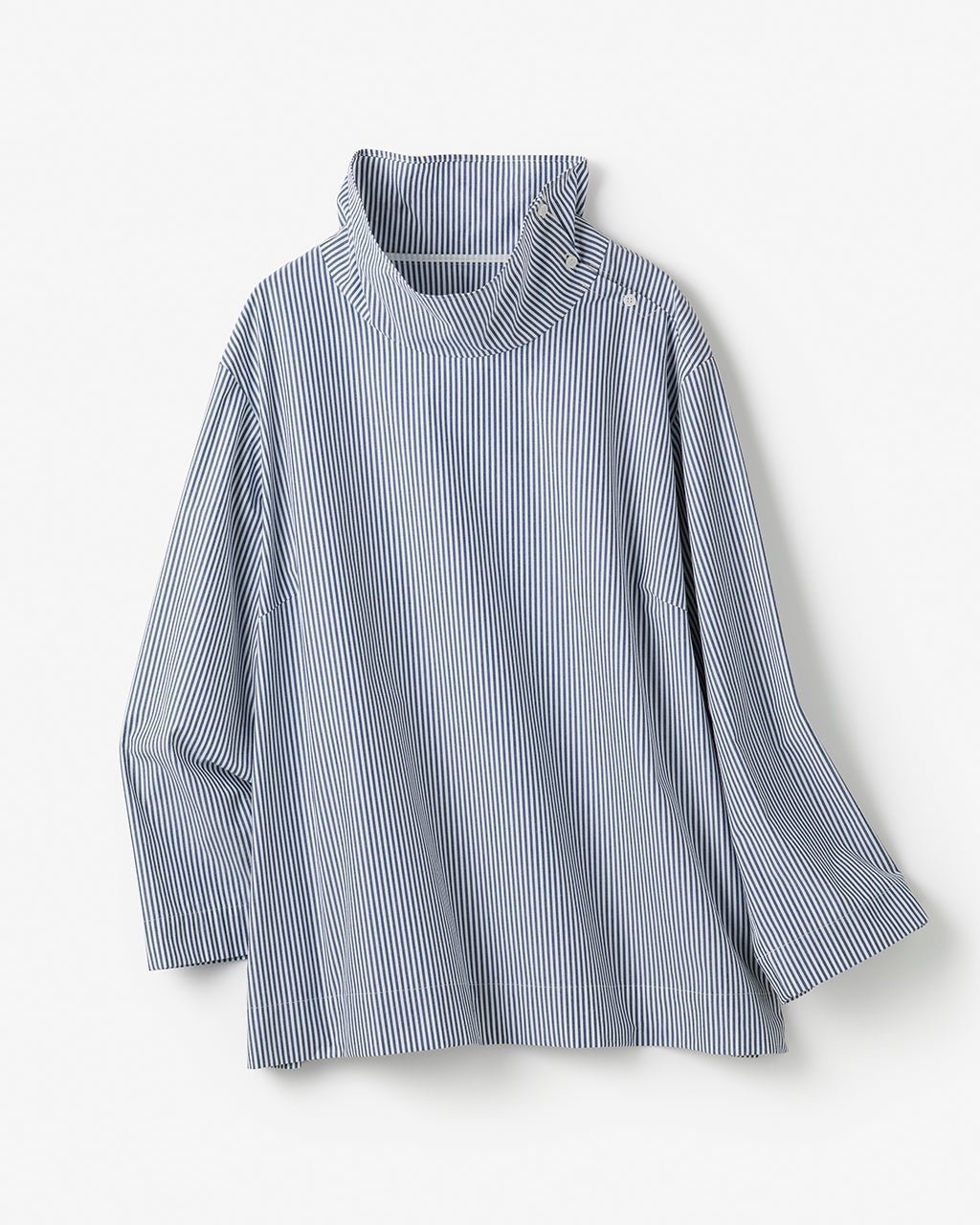 【ドゥクラッセ/DoCLASSE】のサイドボタン・スタンドカラーブラウス インテリア・キッズ・メンズ・レディースファッション・服の通販 founy(ファニー) 　ファッション　Fashion　レディースファッション　Fashion for Women　トップス・カットソー　Cut & Sew Tops　シャツ・ブラウス・オフィスカジュアル　Elegant Blouses & Button-Ups　ジャケット　Jacket, Outerwear　スタイリッシュ　Stylish, Fashionable　スタンド　Stand Collar, Upright Stand　フォルム　Silhouette, Form　ネイビーパターン|ID: prp329100004935844 ipo3291000000037040052