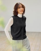 【ドゥクラッセ/DoCLASSE】のミラノリブ・ドットニットベスト ブラック|ID: prp329100004938366 ipo3291000000037056796