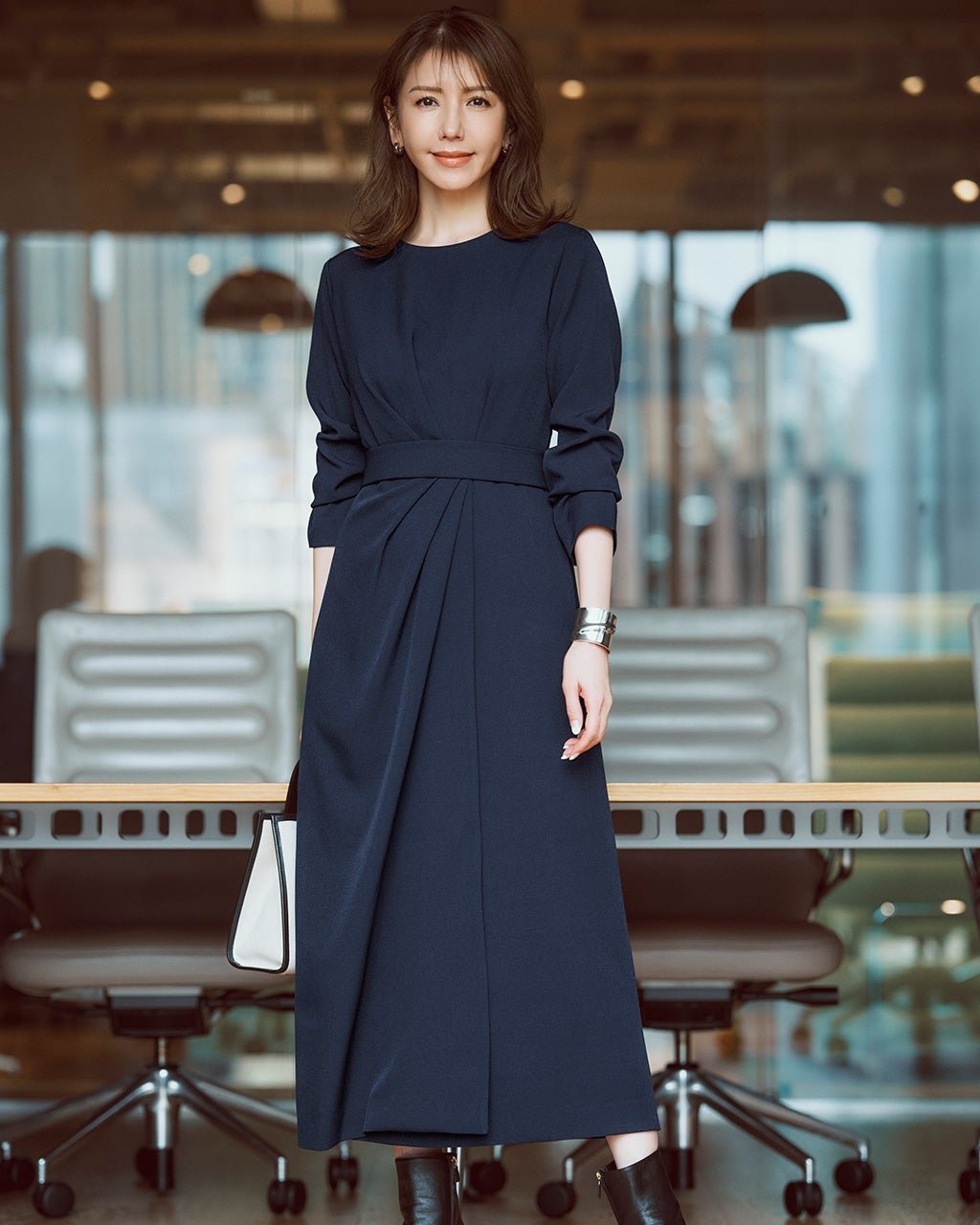 【ドゥクラッセ/DoCLASSE】のグラシエツイル・ウエストドレープワンピ―ス インテリア・キッズ・メンズ・レディースファッション・服の通販 founy(ファニー) 　ファッション　Fashion　レディースファッション　Fashion for Women　ワンピース　Dresses　オケージョン　Occasion Wear　シンプル　Simple, Minimal　スマート　Smart, Elegant　セットアップ　Set-Up, Coordinated Outfit　ラップ　Wrap, Wrap Design　ビジネス 仕事 通勤　Business / Work / Commuting　洗える　Machine Washable　ネイビー|ID: prp329100004938369 ipo3291000000037056893