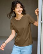 【ドゥクラッセ/DoCLASSE】の浅Vネック・半袖/スーピマ・ドゥクラッセTシャツ ダークブラウン|ID: prp329100004938372 ipo3291000000037235036