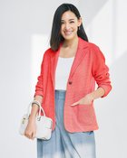 【ドゥクラッセ/DoCLASSE】の鹿の子ニット・テーラードジャケット コーラル|ID: prp329100004938405 ipo3291000000037057585