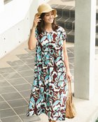 【ドゥクラッセ/DoCLASSE】のUVスラブ・ギャザーワンピース柄/長め丈115㎝ サマーブラウン|ID: prp329100004942365 ipo3291000000037093189