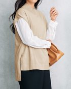 【ドゥクラッセ/DoCLASSE】の天竺編み・ハイネックベスト サンドベージュ|ID: prp329100004942377 ipo3291000000037094223