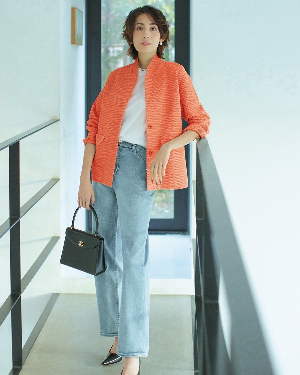 【ドゥクラッセ/DoCLASSE】の柄編み・ニットジャケット インテリア・キッズ・メンズ・レディースファッション・服の通販 founy(ファニー) 　ファッション　Fashion　レディースファッション　Fashion for Women　アウター　Coat / Outerwear Collection　レディースジャケット・軽アウター　Jackets　ジャケット　Jacket, Outerwear　トリミング　Trimming, Decorative Edge　フラップ　Flap, Flap Pocket　ポケット　Pocket, Pocket Detail　人気　Popular, Best Seller　ビジネス 仕事 通勤　Business / Work / Commuting　鹿の子　Piqué, Kanoko Fabric　コーラル|ID: prp329100004942385 ipo3291000000037094565