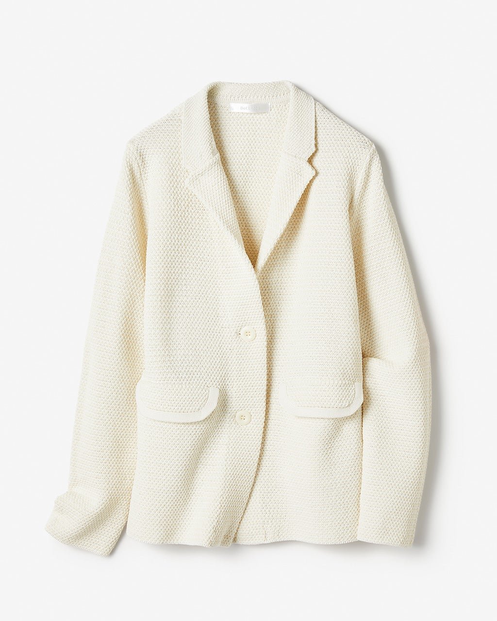 【ドゥクラッセ/DoCLASSE】の柄編み・ニットジャケット インテリア・キッズ・メンズ・レディースファッション・服の通販 founy(ファニー) 　ファッション　Fashion　レディースファッション　Fashion for Women　アウター　Coat / Outerwear Collection　レディースジャケット・軽アウター　Jackets　ジャケット　Jacket, Outerwear　トリミング　Trimming, Decorative Edge　フラップ　Flap, Flap Pocket　ポケット　Pocket, Pocket Detail　人気　Popular, Best Seller　ビジネス 仕事 通勤　Business / Work / Commuting　鹿の子　Piqué, Kanoko Fabric　オフホワイト|ID: prp329100004942385 ipo3291000000037094566