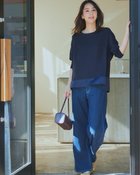 【ドゥクラッセ/DoCLASSE】の異素材コンビ・ジョーゼットプルオーバー ミッドナイトブルー|ID: prp329100004942386 ipo3291000000037094571