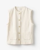 【ドゥクラッセ/DoCLASSE】のブッチャー織り・金ボタンショートジレ オフホワイト|ID: prp329100004942392 ipo3291000000037094587