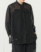 【ドゥクラッセ/DoCLASSE】のラメドットジャカード・リボンブラウス 人気、トレンドファッション・服の通販 founy(ファニー) ファッション Fashion レディースファッション Fashion for Women トップス・カットソー Cut & Sew Tops シャツ・ブラウス・オフィスカジュアル Elegant Blouses & Button-Ups サテン Satin, Glossy Fabric ドット Polka Dot, Dot Pattern リボン Ribbon, Bow エレガント 上品 Elegant thumbnail ブラック|ID: prp329100004942767 ipo3291000000037099106