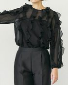 【ドゥクラッセ/DoCLASSE】のコットンオーガンジー・フリルブラウス 人気、トレンドファッション・服の通販 founy(ファニー) ファッション Fashion レディースファッション Fashion for Women トップス・カットソー Cut & Sew Tops シャツ・ブラウス・オフィスカジュアル Elegant Blouses & Button-Ups オーガンジー Organza Fabric ドレープ Drape, Draping Fabric フリル Frill, Ruffle thumbnail ブラック|ID: prp329100004942768 ipo3291000000037099110