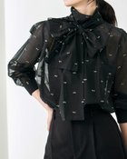 【ドゥクラッセ/DoCLASSE】のシアージャカード・ボウタイブラウス 人気、トレンドファッション・服の通販 founy(ファニー) ファッション Fashion レディースファッション Fashion for Women トップス・カットソー Cut & Sew Tops シャツ・ブラウス・オフィスカジュアル Elegant Blouses & Button-Ups エレガント 上品 Elegant シアー Sheer, See-Through シフォン Chiffon, Lightweight Fabric ジャカード／ジャガード Jacquard, Woven Pattern スカーフ Scarf, Neckwear thumbnail ブラック|ID: prp329100004942769 ipo3291000000037099114