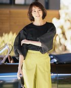 【ドゥクラッセ/DoCLASSE】のシフォン切替え・パフスリーブプルオーバー ブラック|ID: prp329100004942774 ipo3291000000037099136