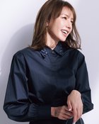 【ドゥクラッセ/DoCLASSE】のレース衿・スパンコール刺繍シャツ ネイビー|ID: prp329100004949519 ipo3291000000037345415