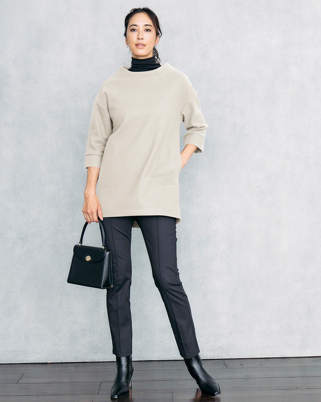 【ドゥクラッセ/DoCLASSE】の両面編み起毛カットソー・フォルムチュニック インテリア・キッズ・メンズ・レディースファッション・服の通販 founy(ファニー) 　ファッション　Fashion　レディースファッション　Fashion for Women　トップス・カットソー　Cut & Sew Tops　カットソー・ベーシックTシャツ　Cut-and-Sewn Tops / Stretch Tees & Basics　カットソー　Cut and Sewn Top　ストレッチ　Stretch, Stretchy Fabric　チュニック　Tunic, Long Top　フォルム　Silhouette, Form　人気　Popular, Best Seller　洗える　Machine Washable　エクルー|ID: prp329100004956650 ipo3291000000037192402