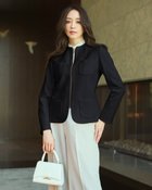 【ドゥクラッセ/DoCLASSE】のストレッチギャバジン・ジップノーカラージャケット 大人の最旬トレンドファッション＆コーディネート founy(ファウニー) ファッション Fashion レディースファッション Fashion for Women アウター Coat / Outerwear Collection レディースジャケット・軽アウター Jackets ノーカラージャケット / シンプル上品コーデ Collarless Jackets ジップ Zip, Zipper ジャケット Jacket, Outerwear ストレッチ Stretch, Stretchy Fabric thumbnail ブラック|ID: prp329100004967280 ipo3291000000037258796