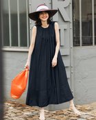 【ドゥクラッセ/DoCLASSE】のエアリーシアー・ロングフレアワンピース 大人の最旬トレンドファッション＆コーディネート founy(ファウニー) ファッション Fashion レディースファッション Fashion for Women ワンピース Dresses 新作・新入荷 New Arrivals / New In なめらか Smooth, Silky Texture インナー Innerwear シアー Sheer, See-Through ドレス Dress, One-Piece ドレープ Drape, Draping Fabric ノースリーブ Sleeveless, No-Sleeve thumbnail ミッドナイトブルー|ID: prp329100004985538 ipo3291000000037345297