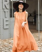 【ドゥクラッセ/DoCLASSE】のエアリーシアー・ロングフレアワンピース 大人の最旬トレンドファッション＆コーディネート founy(ファウニー) ファッション Fashion レディースファッション Fashion for Women ワンピース Dresses 新作・新入荷 New Arrivals / New In なめらか Smooth, Silky Texture インナー Innerwear シアー Sheer, See-Through ドレス Dress, One-Piece ドレープ Drape, Draping Fabric ノースリーブ Sleeveless, No-Sleeve thumbnail オレンジ|ID: prp329100004985538 ipo3291000000037345300