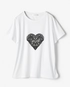 【ドゥクラッセ/DoCLASSE】のコットン混・グラフィックTシャツ 大人の最旬トレンドファッション＆コーディネート founy(ファウニー) ファッション Fashion レディースファッション Fashion for Women トップス・カットソー Cut & Sew Tops シャツ・ブラウス・オフィスカジュアル Elegant Blouses & Button-Ups ロングTシャツ・Tシャツ Longline T-Shirts & Tees カットソー・ベーシックTシャツ Cut-and-Sewn Tops / Stretch Tees & Basics 新作・新入荷 New Arrivals / New In カットソー Cut and Sewn Top グラフィック Graphic, Graphic Design プリント Print, Printed Pattern メタリック Metallic, Shiny Finish モノトーン Monotone, Black and White 人気 Popular, Best Seller thumbnail ホワイトxブラック|ID: prp329100004985551 ipo3291000000037345405