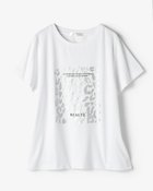 【ドゥクラッセ/DoCLASSE】のコットン混・グラフィックTシャツ 大人の最旬トレンドファッション＆コーディネート founy(ファウニー) ファッション Fashion レディースファッション Fashion for Women トップス・カットソー Cut & Sew Tops シャツ・ブラウス・オフィスカジュアル Elegant Blouses & Button-Ups ロングTシャツ・Tシャツ Longline T-Shirts & Tees カットソー・ベーシックTシャツ Cut-and-Sewn Tops / Stretch Tees & Basics 新作・新入荷 New Arrivals / New In カットソー Cut and Sewn Top グラフィック Graphic, Graphic Design プリント Print, Printed Pattern メタリック Metallic, Shiny Finish モノトーン Monotone, Black and White 人気 Popular, Best Seller thumbnail ホワイト・パターン|ID: prp329100004985551 ipo3291000000037345407