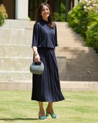 【ドゥクラッセ/DoCLASSE】のUVスラブ・プリーツワンピース/5分袖 大人の最旬トレンドファッション＆コーディネート founy(ファウニー) ファッション Fashion レディースファッション Fashion for Women ワンピース Dresses 新作・新入荷 New Arrivals / New In カットソー Cut and Sewn Top シンプル Simple, Minimal スリット Slit, Slit Detail プリーツ Pleats, Pleated 夏 Summer 旅行 Travel thumbnail ネイビー|ID: prp329100004985554 ipo3291000000037345444