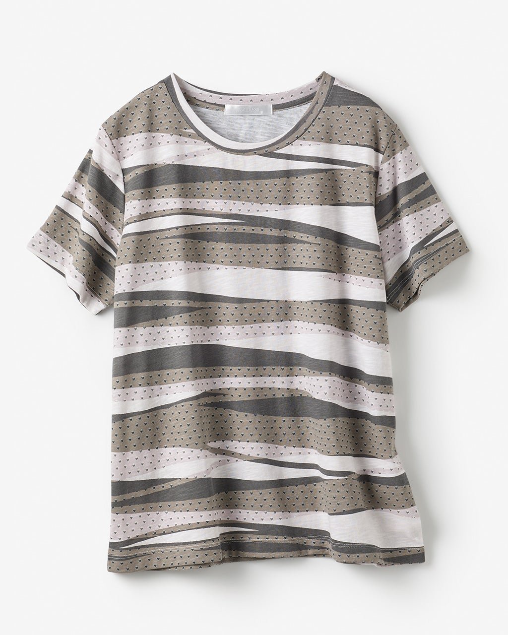 【ドゥクラッセ/DoCLASSE】の綿スラブ・総柄Tシャツ インテリア・キッズ・メンズ・レディースファッション・服の通販 founy(ファウニー) 　ファッション　Fashion　レディースファッション　Fashion for Women　トップス・カットソー　Cut & Sew Tops　シャツ・ブラウス・オフィスカジュアル　Elegant Blouses & Button-Ups　ロングTシャツ・Tシャツ　Longline T-Shirts & Tees　カットソー・ベーシックTシャツ　Cut-and-Sewn Tops / Stretch Tees & Basics　新作・新入荷　New Arrivals / New In　カットソー　Cut and Sewn Top　シンプル　Simple, Minimal　フォルム　Silhouette, Form　プリント　Print, Printed Pattern　夏　Summer　定番　Standard, Basic Item　グレーマルチ|ID: prp329100004985558 ipo3291000000037345463