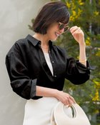 【ドゥクラッセ/DoCLASSE】の細番手フレンチリネン・ダブル袖シャツ 大人の最旬トレンドファッション＆コーディネート founy(ファウニー) ファッション Fashion レディースファッション Fashion for Women トップス・カットソー Cut & Sew Tops シャツ・ブラウス・オフィスカジュアル Elegant Blouses & Button-Ups 新作・新入荷 New Arrivals / New In カシュクール Wrap Design ダブル Double, Double-Breasted フォルム Silhouette, Form フレンチ French, French Style リネン Linen, Linen Fabric thumbnail ブラック|ID: prp329100004993235 ipo3291000000037396593