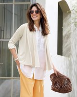 【ドゥクラッセ/DoCLASSE】のUVスラブ・ショールカーディガン 大人の最旬トレンドファッション＆コーディネート founy(ファウニー) ファッション Fashion レディースファッション Fashion for Women トップス・カットソー Cut & Sew Tops カーディガン・羽織り Layered Style Cardigans 新作・新入荷 New Arrivals / New In カットソー Cut and Sewn Top カーディガン Cardigan, Knitwear コンパクト Compact, Small Size ショール Shawl, Wrap ワイド Wide, Wide Fit 夏 Summer 旅行 Travel |ID:prp329100004993244
