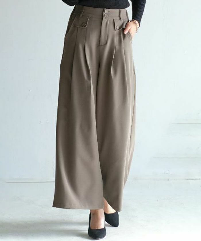 【アクアガレージ/aquagarage】のフロントタック入りワイドパンツ インテリア・キッズ・メンズ・レディースファッション・服の通販 founy(ファニー) https://founy.com/ ファッション Fashion レディースファッション Fashion for Women パンツ Pants & Trousers 送料無料 Free Shipping セレモニー Ceremony ドレープ Drape, Draping Fabric フロント Front, Front Design プチプライス・低価格 Affordable / Budget Price ワイド Wide, Wide Fit 楽ちん Easy Fit, Comfortable |ID: prp329100003784980 ipo3291000000035647217