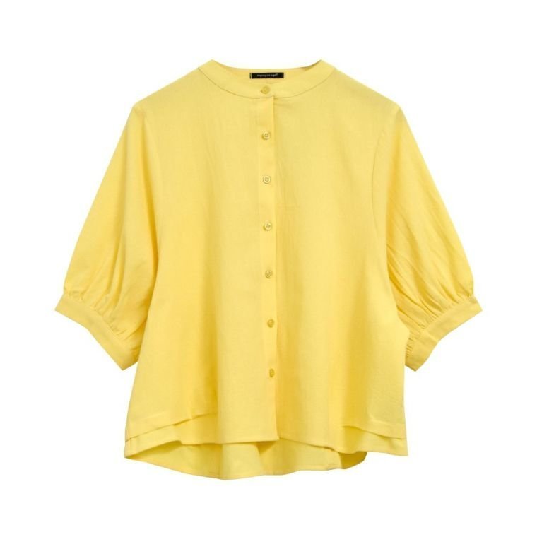 【アクアガレージ/aquagarage】の綿100%スタンドカラーシャツ インテリア・キッズ・メンズ・レディースファッション・服の通販 founy(ファニー) 　ファッション　Fashion　レディースファッション　Fashion for Women　トップス・カットソー　Cut & Sew Tops　シャツ・ブラウス・オフィスカジュアル　Elegant Blouses & Button-Ups　送料無料　Free Shipping　プチプライス・低価格　Affordable / Budget Price　イエロー|ID: prp329100003785020 ipo3291000000026047600