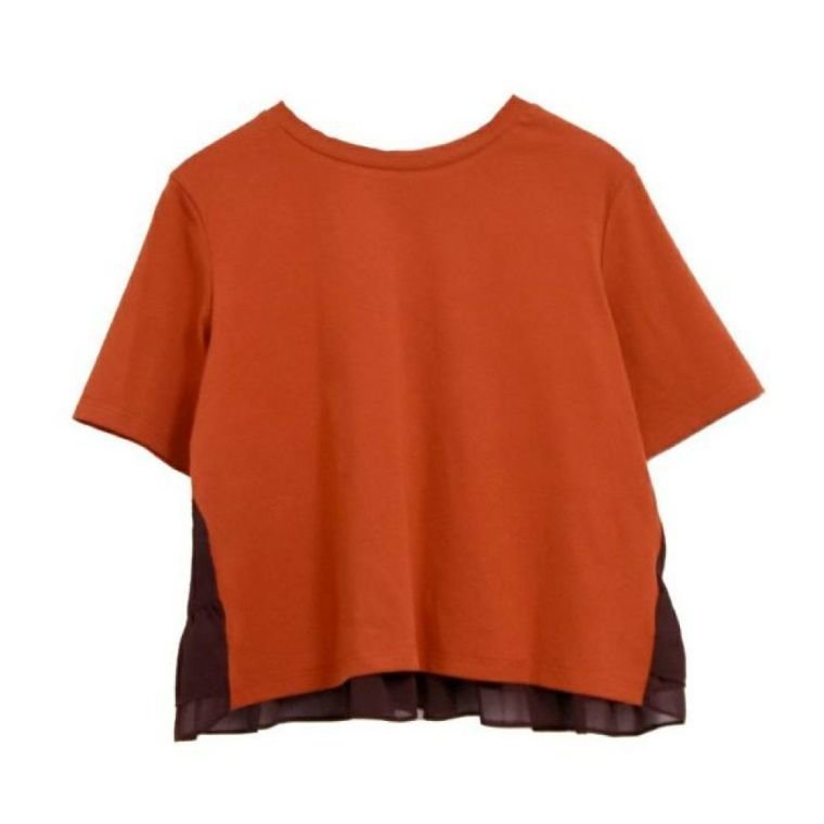 【アクアガレージ/aquagarage】のバックフリルTシャツ インテリア・キッズ・メンズ・レディースファッション・服の通販 founy(ファニー) 　ファッション　Fashion　レディースファッション　Fashion for Women　トップス・カットソー　Cut & Sew Tops　シャツ・ブラウス・オフィスカジュアル　Elegant Blouses & Button-Ups　ロングTシャツ・Tシャツ　Longline T-Shirts & Tees　カットソー・ベーシックTシャツ　Cut-and-Sewn Tops / Stretch Tees & Basics　送料無料　Free Shipping　カットソー　Cut and Sewn Top　ギャザー　Gathered, Ruffled　フリル　Frill, Ruffle　プチプライス・低価格　Affordable / Budget Price　リラックス　Relax, Relaxed Fit　レース　Lace, Lace Fabric　テラコッタ|ID: prp329100003785079 ipo3291000000024907287