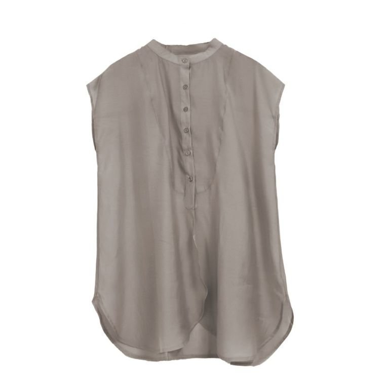【アクアガレージ/aquagarage】のシアーバンドカラーシャツ インテリア・キッズ・メンズ・レディースファッション・服の通販 founy(ファニー) 　ファッション　Fashion　レディースファッション　Fashion for Women　トップス・カットソー　Cut & Sew Tops　シャツ・ブラウス・オフィスカジュアル　Elegant Blouses & Button-Ups　送料無料　Free Shipping　クラシカル　Classical, Vintage-Inspired　プチプライス・低価格　Affordable / Budget Price　羽織　Haori, Light Jacket　グレージュ|ID: prp329100003785085 ipo3291000000024907310