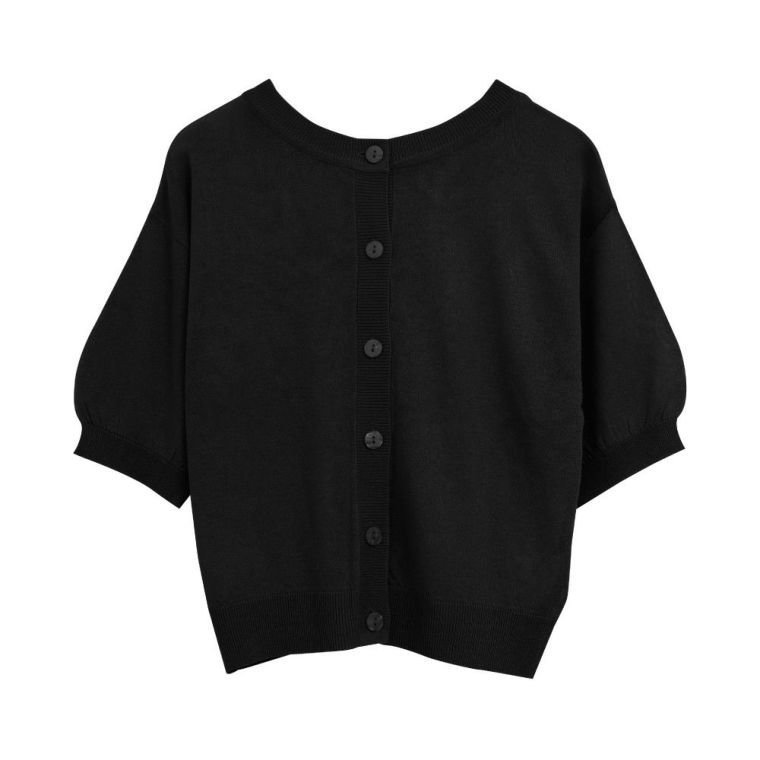 【アクアガレージ/aquagarage】の前後2wayシアーカーディガン インテリア・キッズ・メンズ・レディースファッション・服の通販 founy(ファニー) 　ファッション　Fashion　レディースファッション　Fashion for Women　トップス・カットソー　Cut & Sew Tops　カーディガン・羽織り　Layered Style Cardigans　送料無料　Free Shipping　カーディガン　Cardigan, Knitwear　シアー　Sheer, See-Through　シャイニー　Shiny, Glossy Finish　プチプライス・低価格　Affordable / Budget Price　半袖　Short Sleeve, Half Sleeve　ブラック|ID: prp329100003785114 ipo3291000000024907433