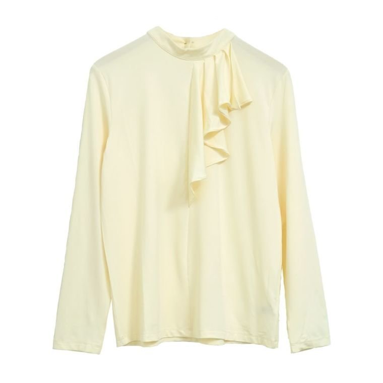 【アクアガレージ/aquagarage】のフロントフリルカットソー インテリア・キッズ・メンズ・レディースファッション・服の通販 founy(ファニー) 　ファッション　Fashion　レディースファッション　Fashion for Women　トップス・カットソー　Cut & Sew Tops　シャツ・ブラウス・オフィスカジュアル　Elegant Blouses & Button-Ups　ロングTシャツ・Tシャツ　Longline T-Shirts & Tees　カットソー・ベーシックTシャツ　Cut-and-Sewn Tops / Stretch Tees & Basics　送料無料　Free Shipping　カットソー　Cut and Sewn Top　フリル　Frill, Ruffle　プチプライス・低価格　Affordable / Budget Price　エレガント 上品　Elegant　アイボリー|ID: prp329100003785204 ipo3291000000024907810