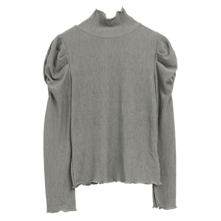 【アクアガレージ/aquagarage】のテレコリブパワショルトップス インテリア・キッズ・メンズ・レディースファッション・服の通販 founy(ファニー) 　ファッション　Fashion　レディースファッション　Fashion for Women　トップス・カットソー　Cut & Sew Tops　シャツ・ブラウス・オフィスカジュアル　Elegant Blouses & Button-Ups　ロングTシャツ・Tシャツ　Longline T-Shirts & Tees　カットソー・ベーシックTシャツ　Cut-and-Sewn Tops / Stretch Tees & Basics　送料無料　Free Shipping　カットソー　Cut and Sewn Top　シンプル　Simple, Minimal　フリル　Frill, Ruffle　プチプライス・低価格　Affordable / Budget Price　エレガント 上品　Elegant　グレー|ID: prp329100003785221 ipo3291000000024907886