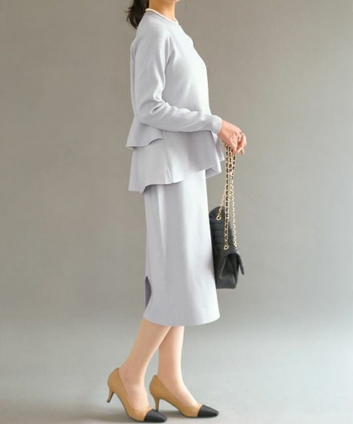 【アクアガレージ/aquagarage】のペプラムニットセットアップ 人気、トレンドファッション・服の通販 founy(ファニー) 　ファッション　Fashion　レディースファッション　Fashion for Women　トップス・カットソー　Cut & Sew Tops　ニット　Knit Tops & Sweaters　セットアップ　Matching Sets　レディーストップス・ブラウス　Tops & Blouses / Assorted Women's Tops　送料無料　Free Shipping　スリット　Slit, Slit Detail　セットアップ　Set-Up, Coordinated Outfit　セレモニー　Ceremony　セーター　Sweater, Knitwear　プチプライス・低価格　Affordable / Budget Price　ペプラム　Peplum, Flared Hem　 other-1|ID: prp329100003785333 ipo3291000000035873843