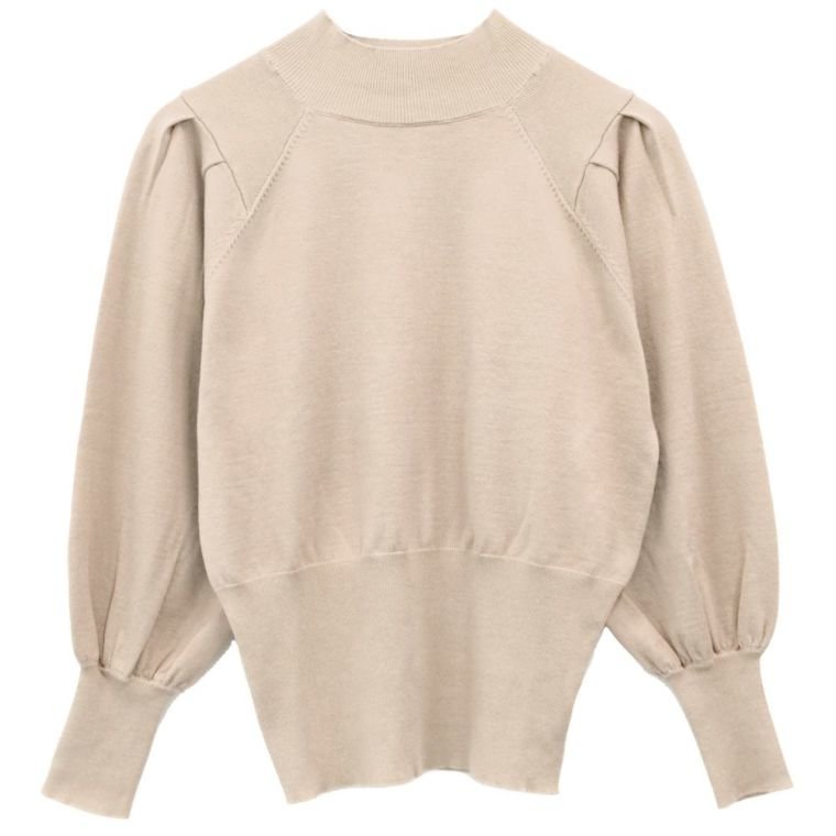 【アクアガレージ/aquagarage】のショルダータックニットトップス インテリア・キッズ・メンズ・レディースファッション・服の通販 founy(ファニー) 　ファッション　Fashion　レディースファッション　Fashion for Women　トップス・カットソー　Cut & Sew Tops　ニット　Knit Tops & Sweaters　送料無料　Free Shipping　セーター　Sweater, Knitwear　ハイネック　High Neck, Mock Neck　バランス　Balance, Style Balance　プチプライス・低価格　Affordable / Budget Price　ボトム　Bottoms, Lower Wear　ベージュ|ID: prp329100003785345 ipo3291000000024908377