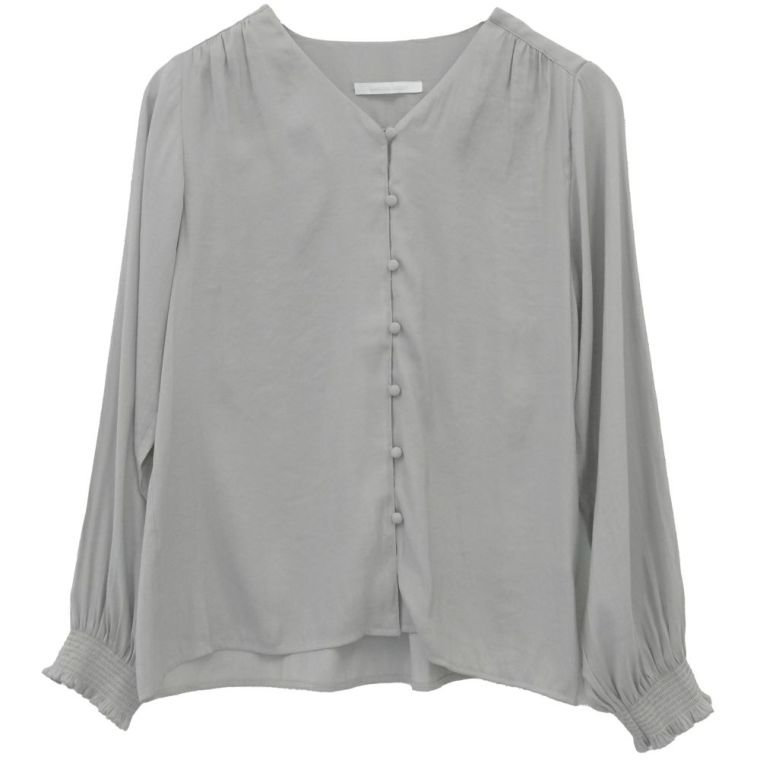 【アクアガレージ/aquagarage】の【最終値下げ価格】くるみボタンシャーリングブラウス インテリア・キッズ・メンズ・レディースファッション・服の通販 founy(ファニー) 　ファッション　Fashion　レディースファッション　Fashion for Women　トップス・カットソー　Cut & Sew Tops　シャツ・ブラウス・オフィスカジュアル　Elegant Blouses & Button-Ups　プチプライス・低価格　Affordable / Budget Price　グレー|ID: prp329100003785383 ipo3291000000024908546