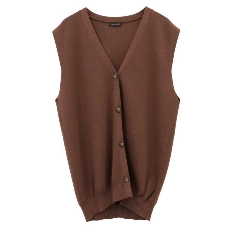 【アクアガレージ/aquagarage】のロング丈ニットベスト インテリア・キッズ・メンズ・レディースファッション・服の通販 founy(ファニー) 　ファッション　Fashion　レディースファッション　Fashion for Women　アウター　Coat / Outerwear Collection　トップス・カットソー　Cut & Sew Tops　ニット　Knit Tops & Sweaters　ベスト&ジレ / 重ね着スタイル　Vests & Gilets　送料無料　Free Shipping　セーター　Sweater, Knitwear　プチプライス・低価格　Affordable / Budget Price　ベスト　Vest, Waistcoat　ロング　Long, Long-Length　ブラウン|ID: prp329100003785431 ipo3291000000024908750