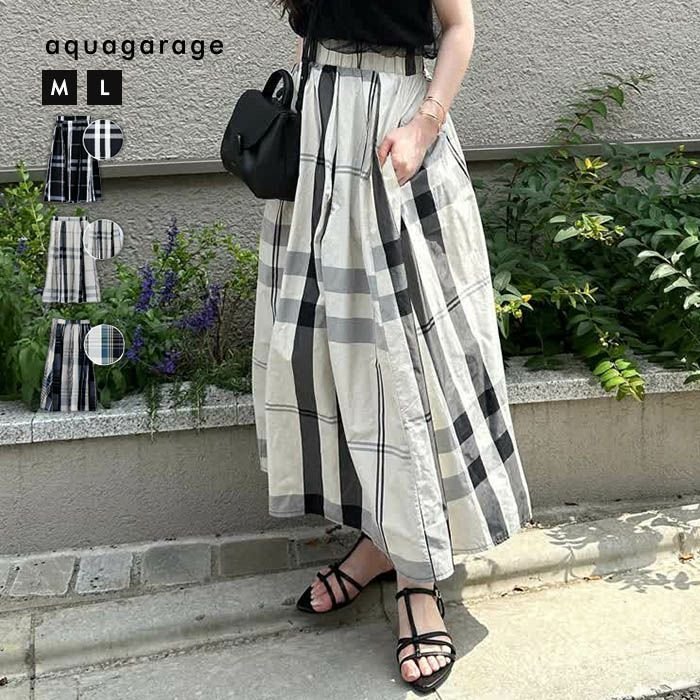 【アクアガレージ/aquagarage】のチェック柄ウエストタックフレアスカート 人気、トレンドファッション・服の通販 founy(ファニー) ファッション Fashion レディースファッション Fashion for Women スカート Skirts Aライン・フレアスカート A-Line & Flared Skirts 送料無料 Free Shipping チェック Check, Plaid, Tartan プチプライス・低価格 Affordable / Budget Price マキシ Maxi, Full Length ロング Long, Long-Length エレガント 上品 Elegant other-1|ID: prp329100003785433 ipo3291000000034095128