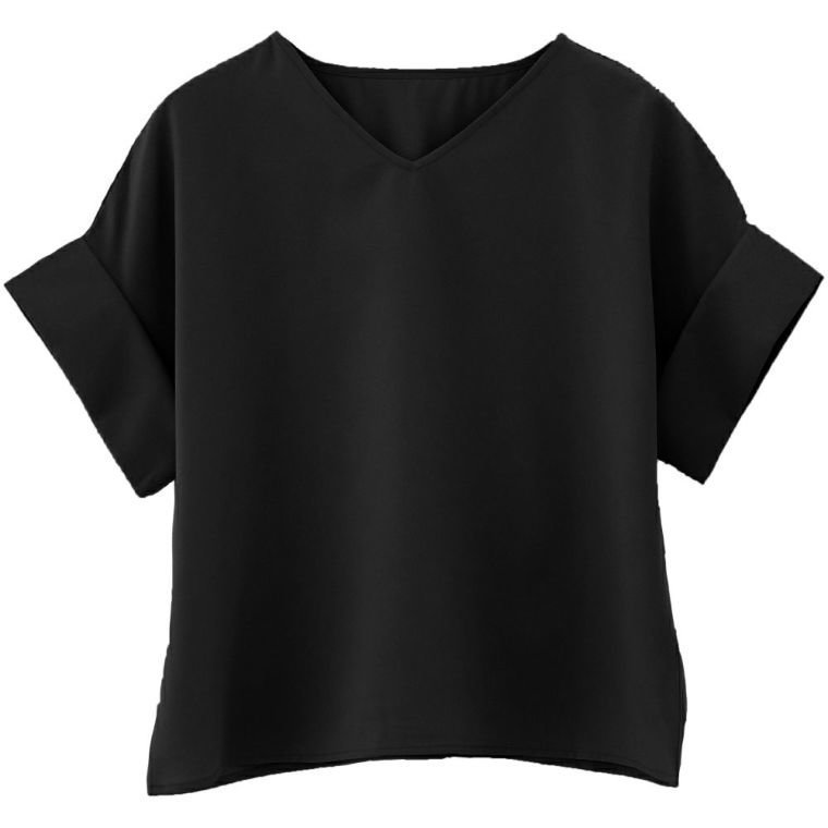 【アクアガレージ/aquagarage】のVネック五分袖ブラウス|涼しげ美シルエット×体型カバー|春夏きれいめカジュアル| 人気、トレンドファッション・服の通販 founy(ファニー) 　ファッション　Fashion　レディースファッション　Fashion for Women　トップス・カットソー　Cut & Sew Tops　シャツ・ブラウス・オフィスカジュアル　Elegant Blouses & Button-Ups　Vネックトップス　V-Neck Tops / V-Cut Neckline Shirts　春　Spring　秋　Autumn　ショルダー　Shoulder, Shoulder Strap　スラックス　Slacks, Dress Pants　デコルテ　Décolleté, Neckline　デニム　Denim, Jeans Material　ドロップ　Drop Shoulder, Dropped Style　フォルム　Silhouette, Form　ワイド　Wide, Wide Fit　S/S・春夏　SS, Spring/Summer, Warm Season　送料無料　Free Shipping　プチプライス・低価格　Affordable / Budget Price　おすすめ　Recommended / Our Picks　夏　Summer　エレガント 上品　Elegant　ビジネス 仕事 通勤　Business / Work / Commuting　 other-1|ID: prp329100003785454 ipo3291000000024908840