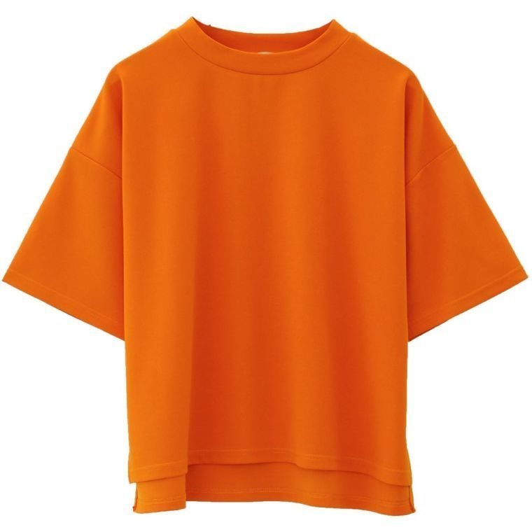 【アクアガレージ/aquagarage】の梨地ボトルネックプルオーバー インテリア・キッズ・メンズ・レディースファッション・服の通販 founy(ファニー) 　ファッション　Fashion　レディースファッション　Fashion for Women　トップス・カットソー　Cut & Sew Tops　シャツ・ブラウス・オフィスカジュアル　Elegant Blouses & Button-Ups　ロングTシャツ・Tシャツ　Longline T-Shirts & Tees　カジュアルプルオーバー・ニットトップス　Pullovers & Knit Tops / Casual Pullovers　カットソー・ベーシックTシャツ　Cut-and-Sewn Tops / Stretch Tees & Basics　送料無料　Free Shipping　カットソー　Cut and Sewn Top　ストレッチ　Stretch, Stretchy Fabric　プチプライス・低価格　Affordable / Budget Price　ボトルネック　Bottle Neck, Mock Neck　リラックス　Relax, Relaxed Fit　オレンジ|ID: prp329100003785460 ipo3291000000024908872