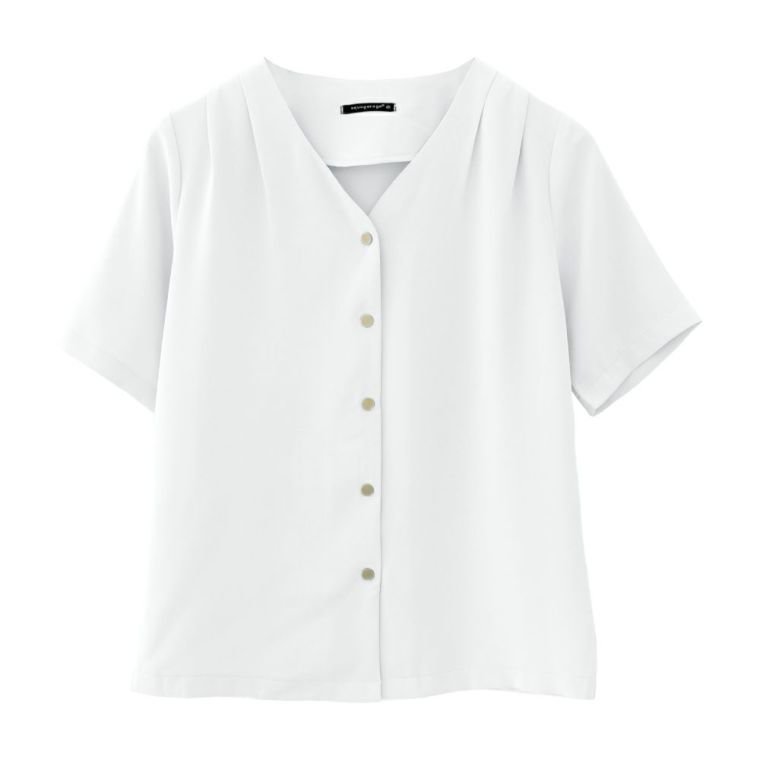 【アクアガレージ/aquagarage】のショルダータックVネックブラウス インテリア・キッズ・メンズ・レディースファッション・服の通販 founy(ファニー) 　ファッション　Fashion　レディースファッション　Fashion for Women　トップス・カットソー　Cut & Sew Tops　シャツ・ブラウス・オフィスカジュアル　Elegant Blouses & Button-Ups　Vネックトップス　V-Neck Tops / V-Cut Neckline Shirts　送料無料　Free Shipping　ショルダー　Shoulder, Shoulder Strap　シンプル　Simple, Minimal　プチプライス・低価格　Affordable / Budget Price　夏　Summer　春　Spring　秋　Autumn　ホワイト|ID: prp329100003785462 ipo3291000000024908885