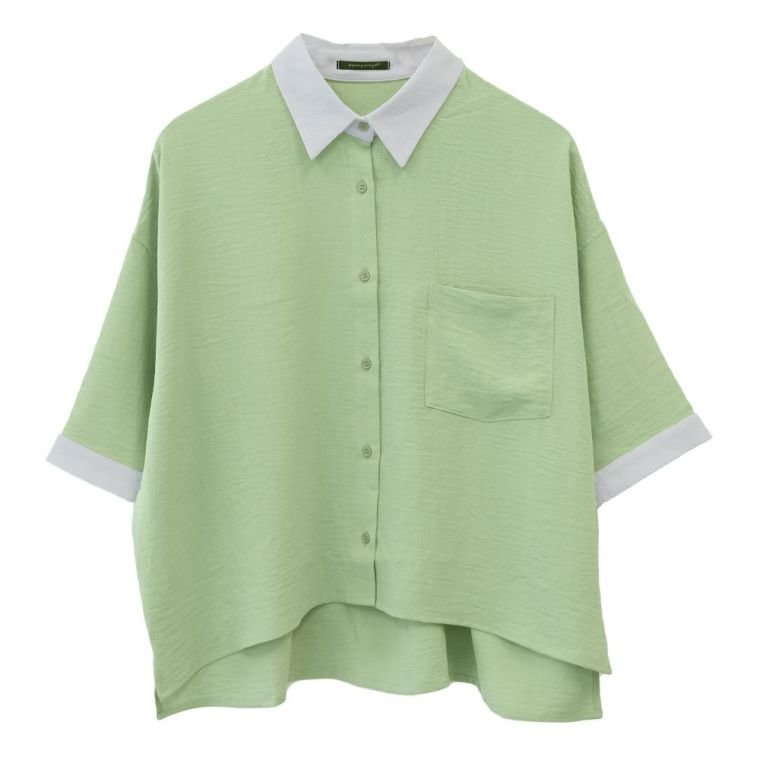 【アクアガレージ/aquagarage】のメンズライククレリックシャツ|配色襟でこなれ感アップ|春夏秋の主役級シャツ| インテリア・キッズ・メンズ・レディースファッション・服の通販 founy(ファニー) 　ファッション　Fashion　レディースファッション　Fashion for Women　トップス・カットソー　Cut & Sew Tops　シャツ・ブラウス・オフィスカジュアル　Elegant Blouses & Button-Ups　春　Spring　秋　Autumn　カフス　Cuff Design　ショルダー　Shoulder, Shoulder Strap　シンプル　Simple, Minimal　スリット　Slit, Slit Detail　ドロップ　Drop Shoulder, Dropped Style　羽織　Haori, Light Jacket　マニッシュ　Mannish, Boyish　ロング　Long, Long-Length　S/S・春夏　SS, Spring/Summer, Warm Season　送料無料　Free Shipping　プチプライス・低価格　Affordable / Budget Price　夏　Summer　ペールグリーン|ID: prp329100003785481 ipo3291000000024908969